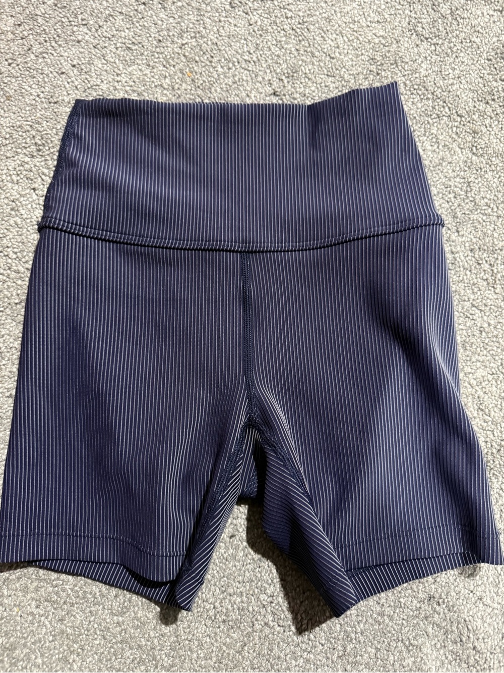 High-Rise Navy Ribbed Athletic Bike Shorts